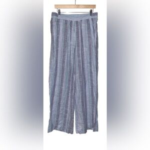 NEW Splendid Golden Hour Linen Striped‎ Wide Leg Flare Pants Women XL Beachy